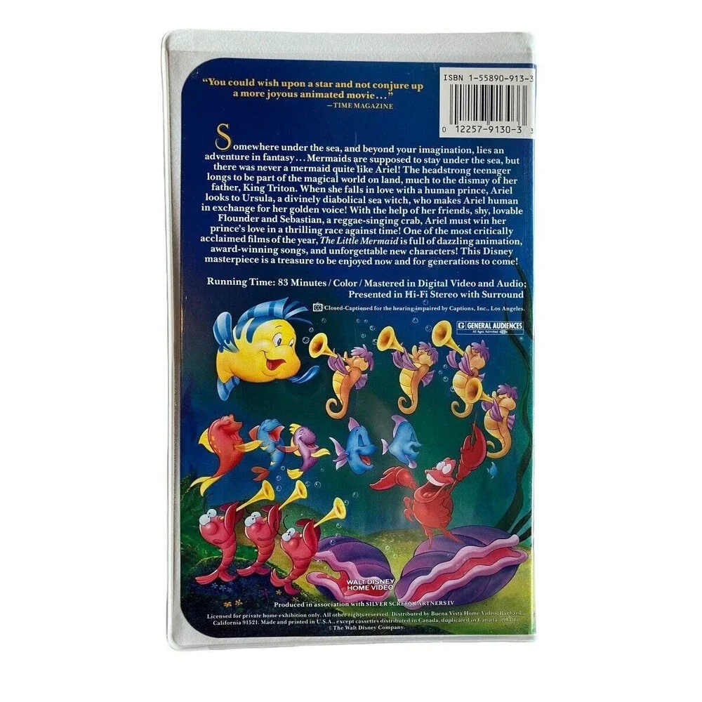 *RARE* Black Diamond Disney The Little Mermaid (VHS, 1989) BANNED COVER ART